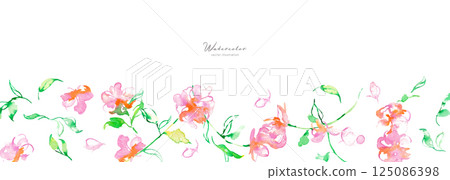 Watercolor painting. Vector pink flower illustration with watercolor touch. Vector illustration of plants. Flower cutout set. 125086398
