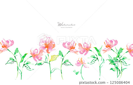 Watercolor painting. Vector pink flower illustration with watercolor touch. Vector illustration of plants. Flower cutout set. 125086404