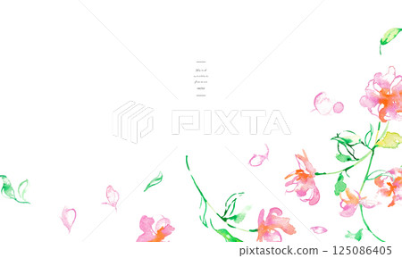 Watercolor painting. Vector pink flower illustration with watercolor touch. Vector illustration of plants. Flower cutout set. 125086405