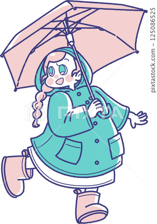 Illustration of a girl holding an umbrella 125086525