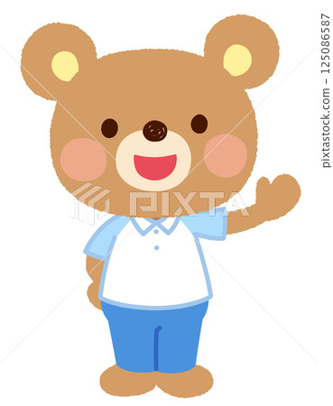 Cute bear character staff clerk 125086587