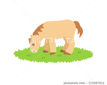 Illustration of a horse eating grass Illustration of a horse eating grass 125087032