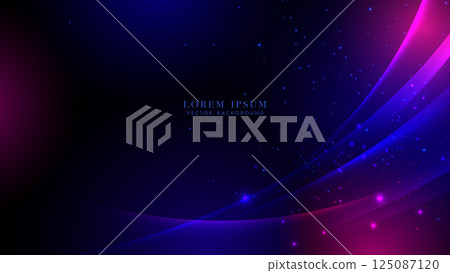 Abstract futuristic glowing curve light blue and purple with sparkle effect on dark background Abstract futuristic glowing curve light blue and purple with sparkle effect on dark background 125087120