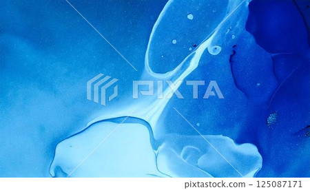A luxurious watercolor water expression background. An abstract background of alcohol ink art with beautiful shades of blue. 125087171