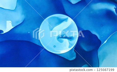 A luxurious watercolor water expression background. An abstract background of alcohol ink art with beautiful shades of blue. 125087199