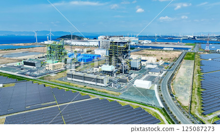 生質能發電廠和風能太陽能發電廠鳥瞰圖 125087273