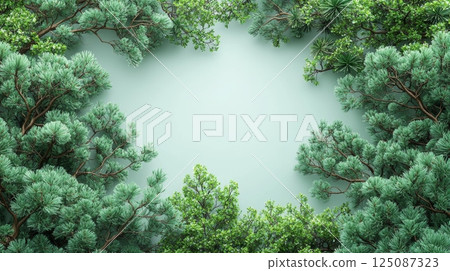 Serene Pine Needle Forest Border with Transparent Background for Peaceful Designs 125087323