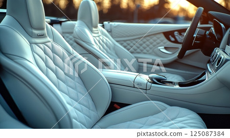 Luxurious Interior of a Hybrid Car Showcasing Eco-Friendly Design Features 125087384
