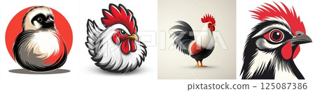 Colorful Silkie Chicken Vector Logo Design for Peaceful and Simple Themes 125087386