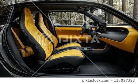 Ergonomic Car Cabin with Comfortable Cushions for Peaceful Travel Experience 125087388