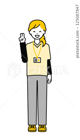 Full body pose_simple caregiver woman 04 Full body pose_simple caregiver woman 04 125087847