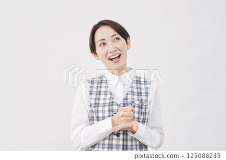 Female office worker inspiration white background Female office worker inspiration white background 125088235