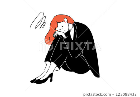 Woman in a tired suit Woman in a tired suit 125088432