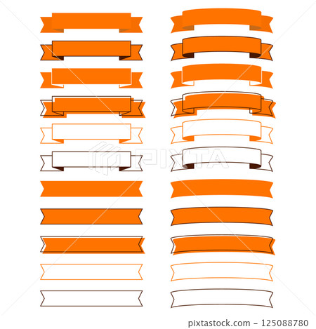 簡單的絲帶框架集插圖裝飾框架橫幅設計橙色 125088780