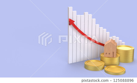 The Gold coins and House for Business concept 3d Rendering. The Gold coins and House for Business concept 3d Rendering. 125088896