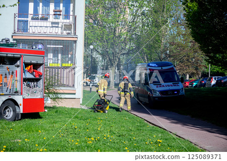 Emergency Response at the Scene of a Residential Fire Incident Requiring Immediate Attention 125089371