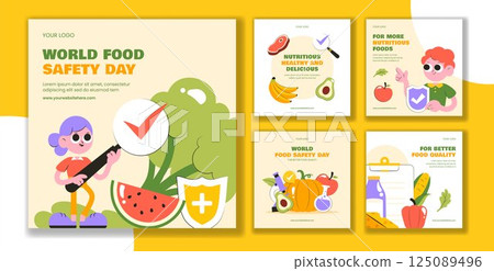 World Food Safety Day Awareness Campaign Flat Cartoon Social Media Post Template World Food Safety Day Awareness Campaign Flat Cartoon Social Media Post Template 125089496
