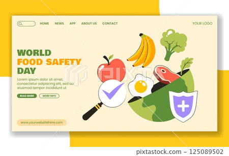 Flat Cartoon Illustration Template for Promoting Food Safety Day Social Media Landing Page Flat Cartoon Illustration Template for Promoting Food Safety Day Social Media Landing Page 125089502