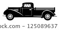 老式卡車的向量單色輪廓 125089637
