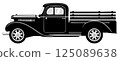 老式卡車的向量單色輪廓 125089638