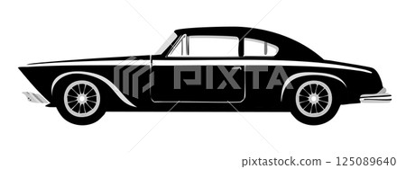 老式汽車向量單色剪影 125089640