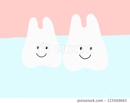 兩顆健康健康的上排牙齒：可愛的人物插圖 125089665