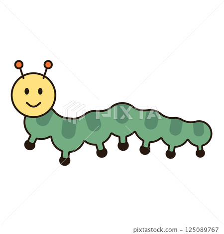 CATERPILLAR cute animal illustration outline doodle simple kawaii Japanese style drawing kiddy icon minimalist symbol isolated  125089767