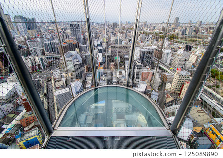 View from Tsutenkaku special outdoor observation deck, Osaka city View from Tsutenkaku special outdoor observation deck, Osaka city 125089890