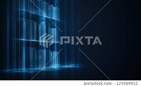 Virtual world data archives, illuminated digital shelves, immersive learning environments 125089932