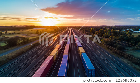 高速運行的貨櫃列車，運輸網路概念 125090052