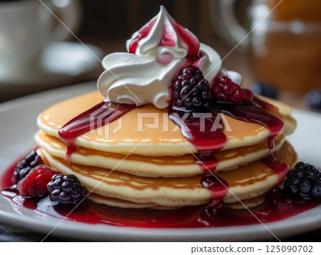 Pancakes with syrup Pancakes with syrup 125090702