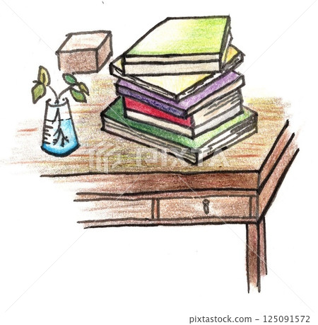 Book desk hand-drawn cute Book desk hand-drawn cute 125091572