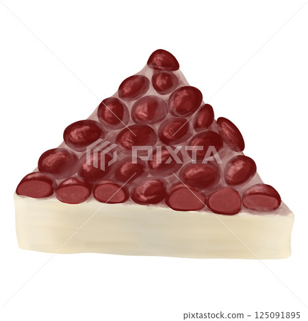An illustration of Minazuki, a Japanese sweet eaten in June to ward off the heat, with plenty of red beans on top of Uiro, white 125091895