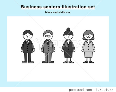 Illustration set of elderly people wearing suits 03 125091972