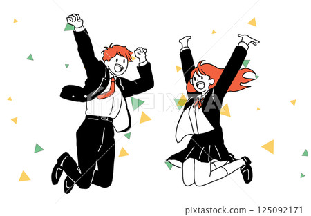 Jumping high school students confetti Jumping high school students confetti 125092171