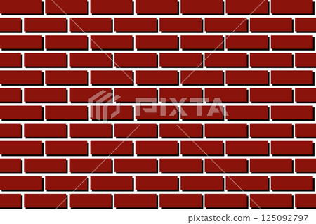 Red rectangle on black shadow on white background vector seamless pattern. Brick block pattern seamless. 125092797