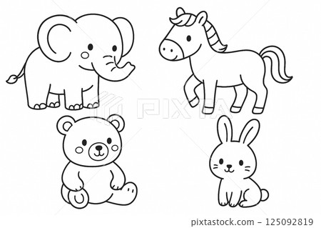 可愛的動物插圖集 125092819