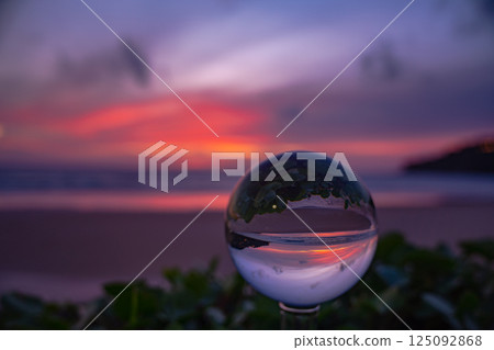 beautiful Sunset Through Crystal Sphere 125092868