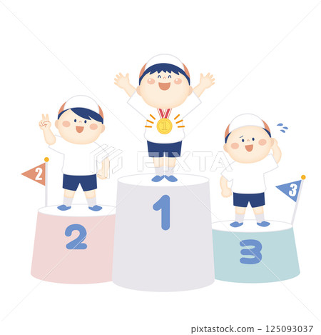 Illustration of a boy standing on the podium 125093037