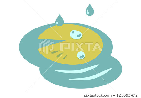 Droplets and lotus leaves floating in a pond Droplets and lotus leaves floating in a pond 125093472