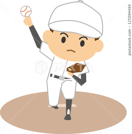 投手投球的插圖 125094484