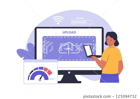 High Speed Upload Illustration for Fast Data Transfer and Cloud Connectivity High Speed Upload Illustration for Fast Data Transfer and Cloud Connectivity 125094732