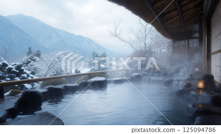 A view from the open-air bath on a winter morning 125094786