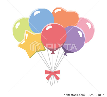 心形和星形氣球的插圖 125094814