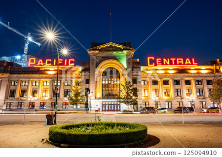 Night view of the station building in Vancouver, Canada Night view of the station building in Vancouver, Canada 125094910