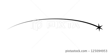 Falling star shape. Comet trail icon. Abstract shooting star. Cosmos asteroid tail. Comet tail. Design element. Flying meteor silhouette. Vector illustration isolated on white background Falling star shape. Comet trail icon. Abstract shooting star. Cosmos asteroid tail. Comet tail. Design element. Flying meteor silhouette. Vector illustration isolated on white background 125094953