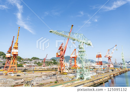 Sasebo City, Nagasaki Prefecture Shipbuilding Town Sasebo Cityscape (SSK Sasebo Heavy Industries Co., Ltd. Sasebo Shipyard) 125095132