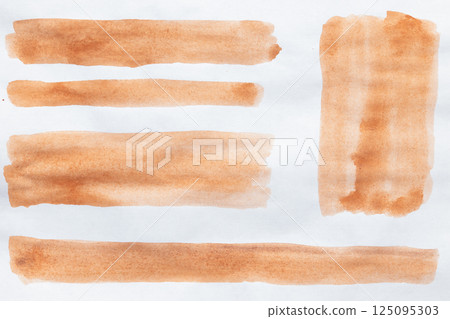 Set of watercolor brushstroke in the 2025 color of the year Mocha Mousse. Hand drawn textured template with elegant warm brown tone. Perfect for creating trendy graphic resource Set of watercolor brushstroke in the 2025 color of the year Mocha Mousse. Hand drawn textured template with elegant warm brown tone. Perfect for creating trendy graphic resource 125095303