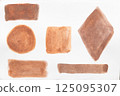 Set of watercolor brushstroke in the 2025 color of the year Mocha Mousse. Hand drawn textured template with elegant warm brown tone. Perfect for creating trendy graphic resource 125095307