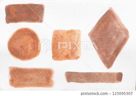 Set of watercolor brushstroke in the 2025 color of the year Mocha Mousse. Hand drawn textured template with elegant warm brown tone. Perfect for creating trendy graphic resource Set of watercolor brushstroke in the 2025 color of the year Mocha Mousse. Hand drawn textured template with elegant warm brown tone. Perfect for creating trendy graphic resource 125095307